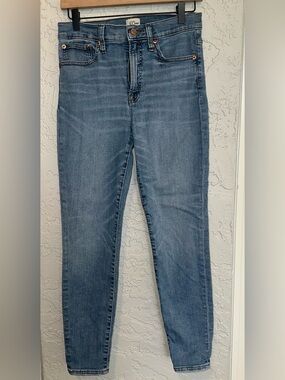 J. Crew 9" High Rise Toothpick Mid Blue Skinny Jeans